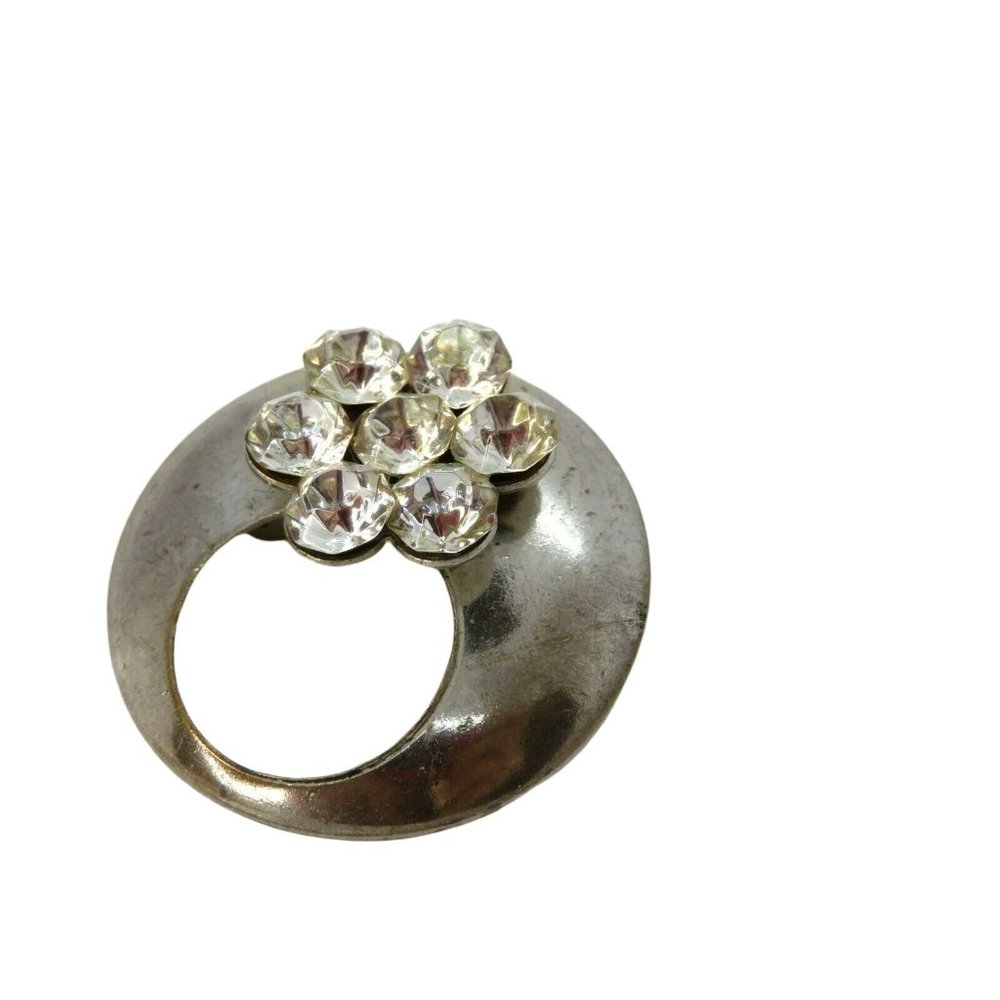 Sterling Silver Concaved Circle Diamond Flower Je… - image 5